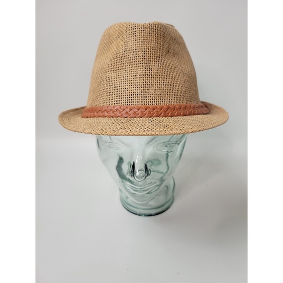 Bass Mens Paper Straw Fedora Hat 22" M? - Picture 5 of 9